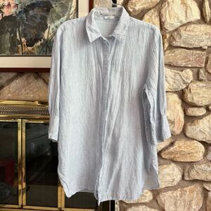 Opus womens Fython spirit 3/4 sleeve linen/cotton  blend button up blouse